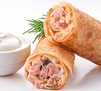 Блинчики домашние, фаршированные ветчиной и сыром (2 шт)