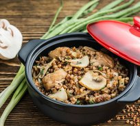 Гречка с луком и грибами