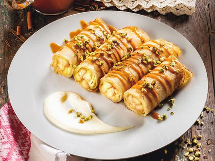 Блинчики домашние, фаршированные яблоками (2 шт)