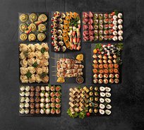 Сет 6. Канапе + Рулетики + Тарталетки + Сладкое + Горячие закуски (229 шт. на 25-35 гостей)