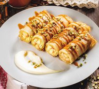 Блинчики домашние, фаршированные яблоками (2 шт)