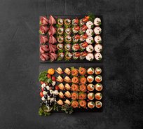 Сет 1. Ассорти канапе с мясом, птицей, рыбой и морепродуктами (80 шт. на 10-15 гостей)