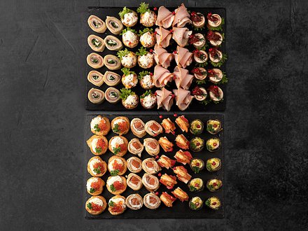 Сет 2. Разнообразные канапе, блинчики, рулетики (80 шт. на 10-15 гостей)