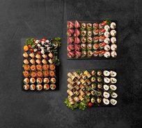 Сет 3. Ассорти канапе с мясом, птицей, рыбой и морепродуктами + Рулетики (120 шт. на 15-20 гостей)