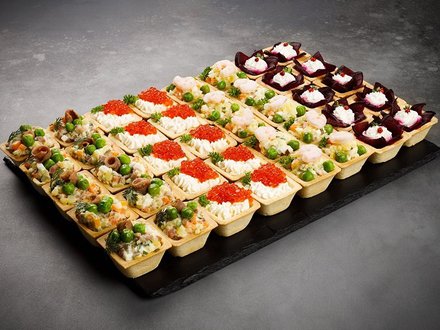 Салатики в тарталетках (40 шт., 4 вида)